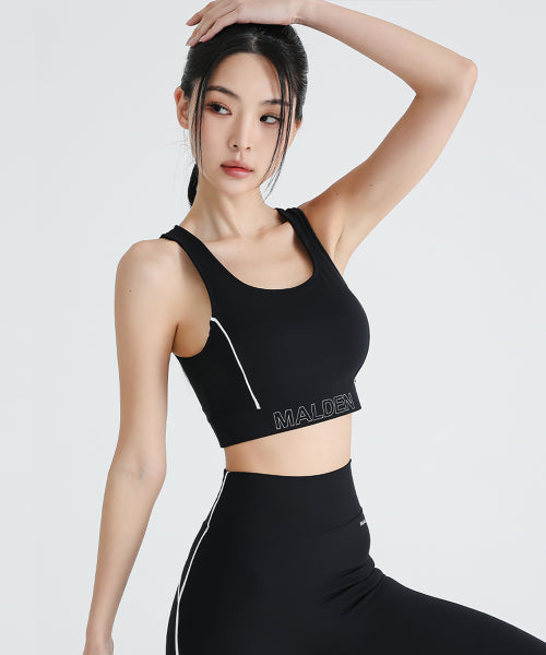 HIGH TENSION PIPING BRA TOP BLACK