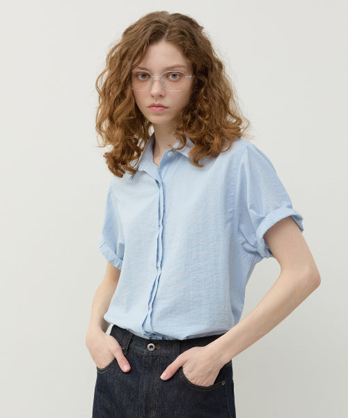 ROLL-UP BUTTON POINT SHORT SLEEVE SHIRT - 2 COLORS