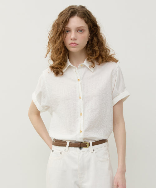 ROLL-UP BUTTON POINT SHORT SLEEVE SHIRT - 2 COLORS