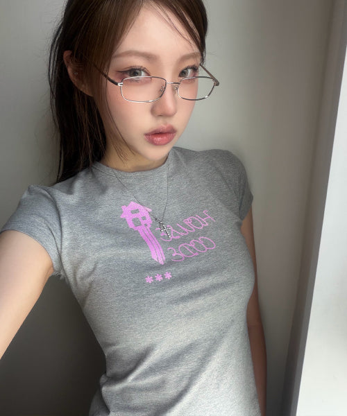 KEYCHAIN GLITTER TEE - 2 COLORS MELANGE GREY