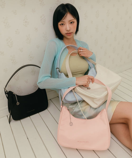 MOMO NYLON BUCKLE SHOULDER BAG - 4 COLORS BLACK
