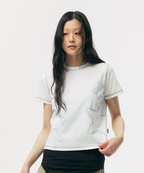 STAR LETTERING TEE - 2 COLORS WHITE