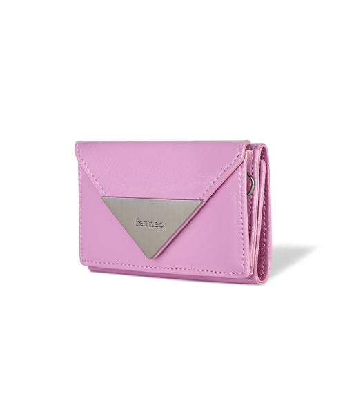 CRINKLE TRIANGLE TRIPLE WALLET LILAC PINK