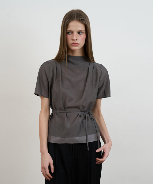 DRAPE STRAP BLOUSE - 2 COLORS CHARCOAL
