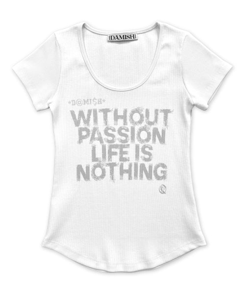 LETTERING U-NECK SLIM TEE - 3 COLORS WHITE