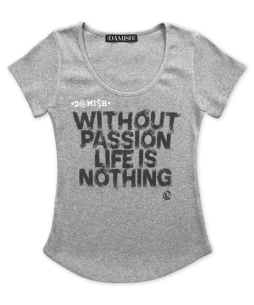 LETTERING U-NECK SLIM TEE - 3 COLORS GREY