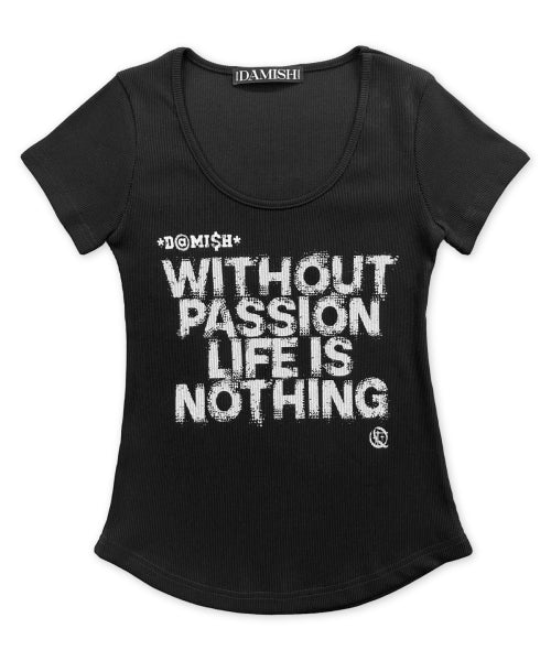 LETTERING U-NECK SLIM TEE - 3 COLORS BLACK