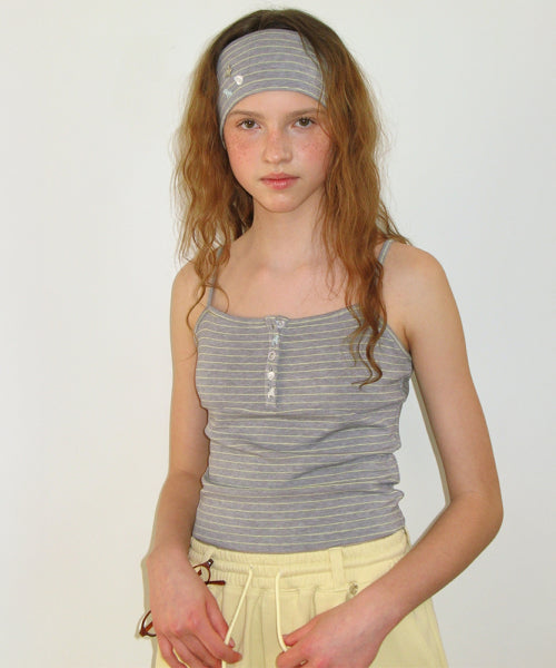 PONY BUTTON STRIPE SLEEVELESS - 3 COLORS GREY
