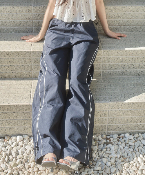 PIPE SIDE LINE TRACK PANTS - 2 COLORS NAVY