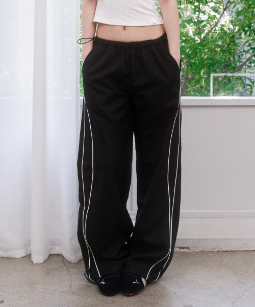 PIPE SIDE LINE TRACK PANTS - 2 COLORS BLACK