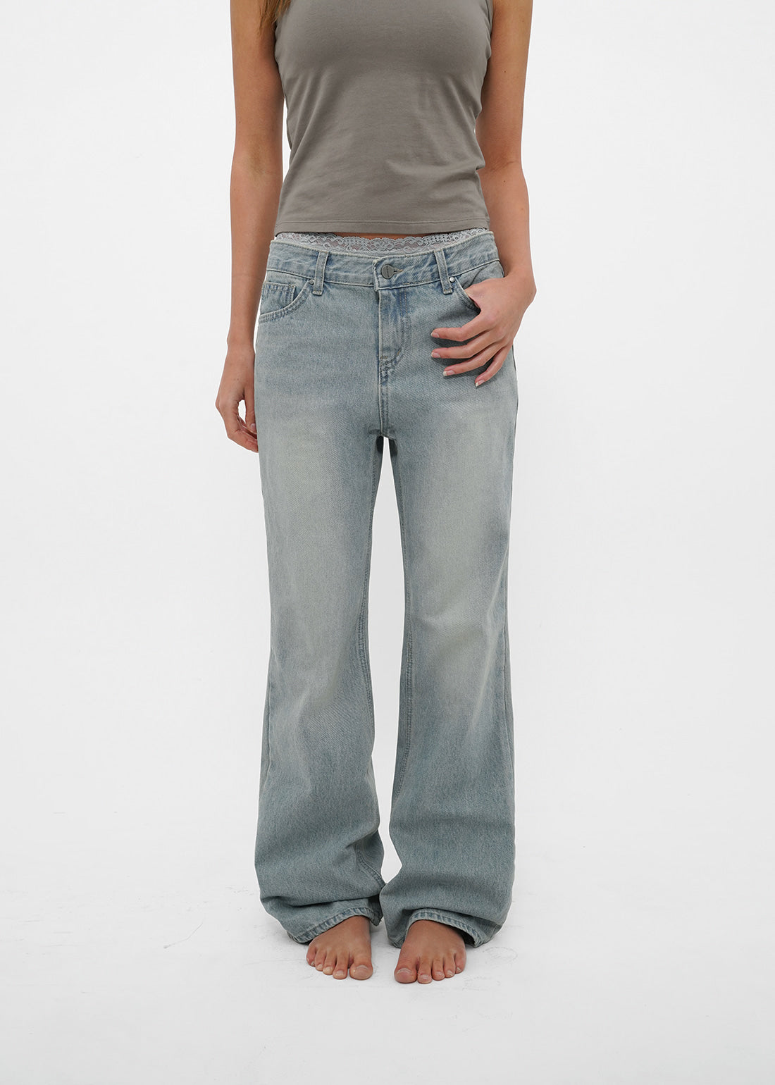 WASHING LOW SLIM BOOTS-CUT JEANS - 2 COLORS 6