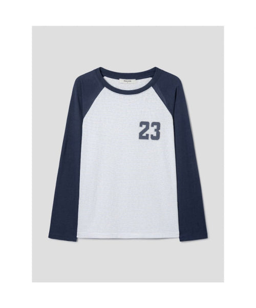 COLOR BLOCK RAGLAN JERSEY TOP - 2 COLORS NAVY