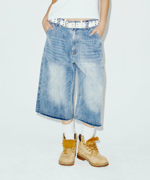 STRING CAPRI DENIM PANTS BLUE - 2 COLORS