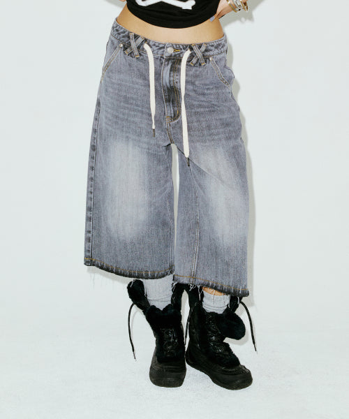 STRING CAPRI DENIM PANTS BLUE - 2 COLORS