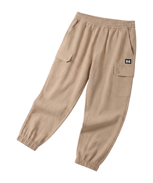 COOLING SEERSUCKER BANDED JOGGER PANTS - 3 COLORS BEIGE