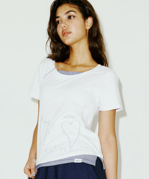 ZIPPER HEART TEE WHITE - 2 COLORS