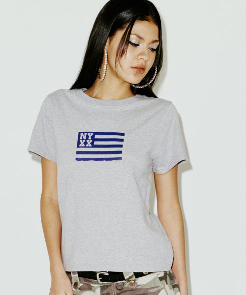 NYX FLAG APLIQUE TEE WHITE - 2 COLORS