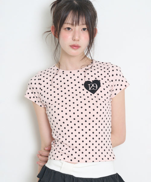 129 DOT FITTED T-SHIRT - 4 COLORS PINK