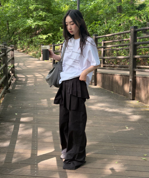 SPIRAL PLEATS SKIRT PANTS - 2 COLORS BLACK