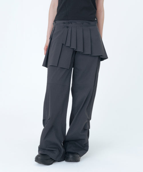 SPIRAL PLEATS SKIRT PANTS - 2 COLORS CHARCOAL
