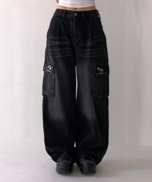WIDE CARGO PANTS - 2 COLORS BLACK