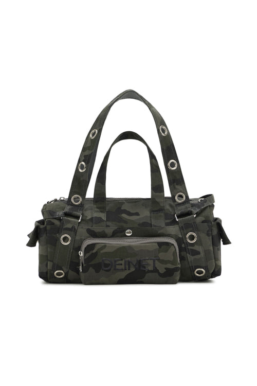 EYELET CAMOUFLAGE MINI DUFFLE BAG CHARCOAL