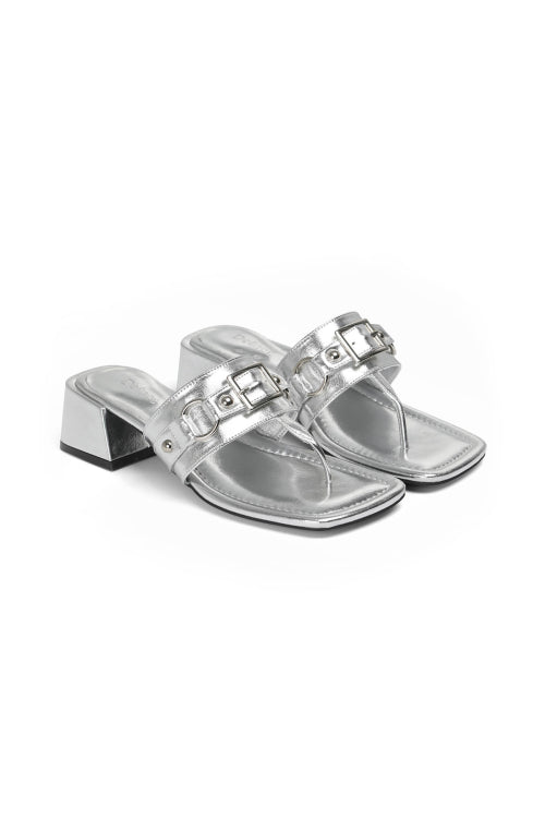 STUD SQUARE FLIP FLOP - 3 COLORS SILVER