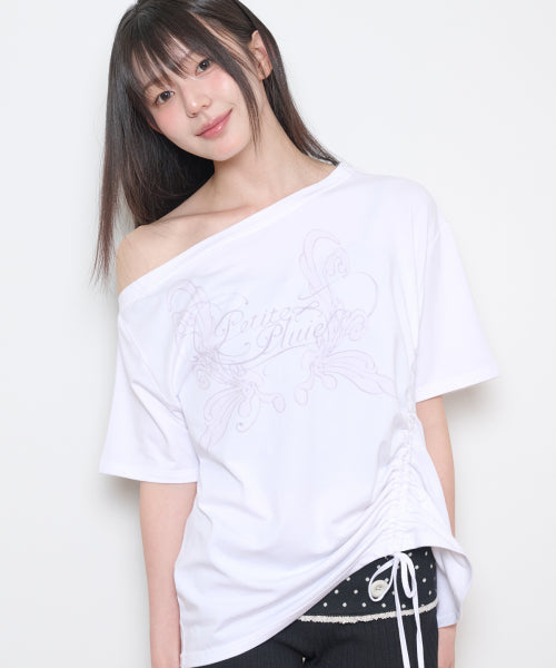 SAESO FAIRY ONE SHOULDER T-SHIRT PINK - 3 COLORS WHITE
