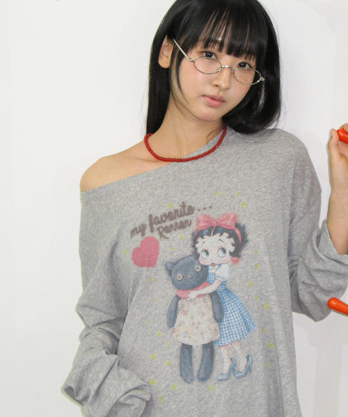 RONRON BETTY BOOP CAT PLUSH LONG SLEEVE - 2 COLORS GREY