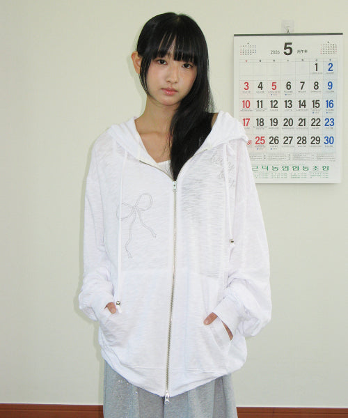 RONRON BETTY BOOP DREAMY RIBBON HOODIE ZIP-UP - 3 COLORS WHITE