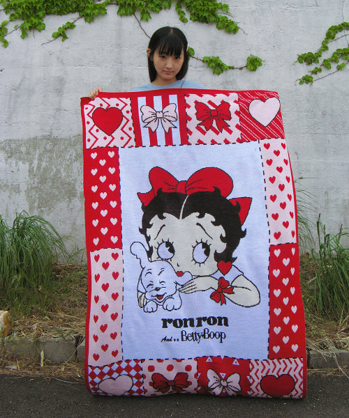 RONRON BETTY BOOP HEART RIBBON BLANKET - RED 1