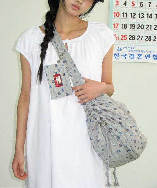 RONRON BETTY BOOP PATTERN STRING CROSS BAG - 2 COLORS GREY