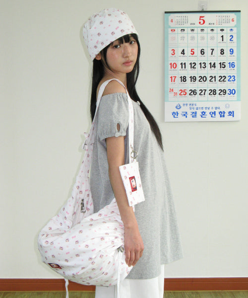 RONRON BETTY BOOP PATTERN STRING CROSS BAG - 2 COLORS WHITE