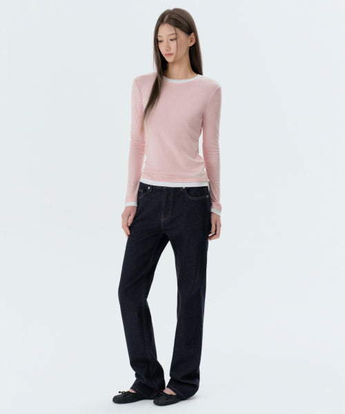 WOMENS ESSENTIAL STRAIGHT DENIM PANTS #韓韶禧同款! - 3 COLORS INDIGO