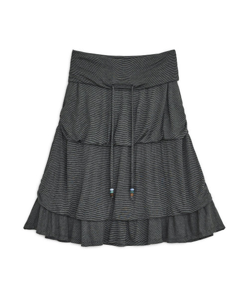 STRIPE FLARED MIDI SKIRT - 2 COLORS BLACK