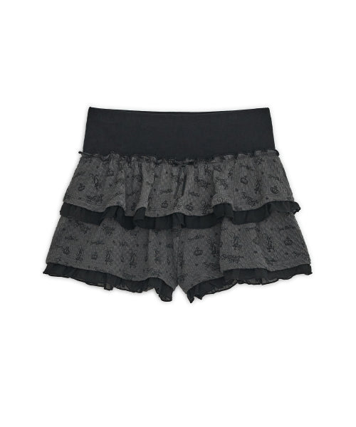 RIBBON CANCAN SKIRT PANTS - 2 COLORS BLACK