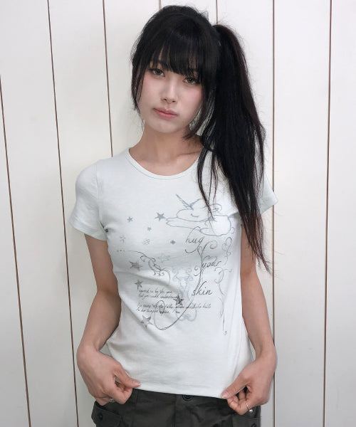 UNICORN DRAWING TEE - 3 COLORS BLUE