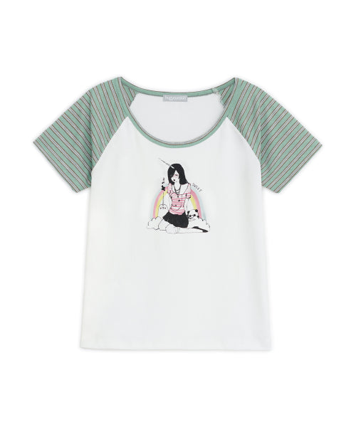 HUGYOURSKIN X LUCY RAGLAN TEE - 2 COLORS MINT