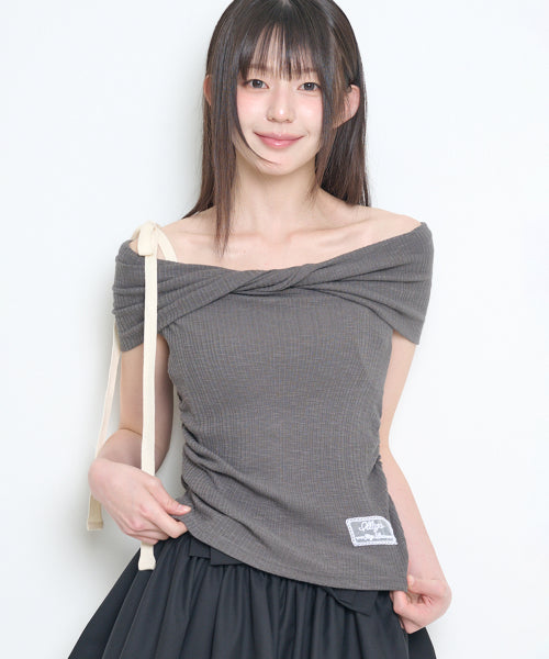 OFF SHOULDER TOP - 4 COLORS CHARCOAL
