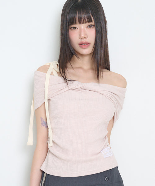 OFF SHOULDER TOP - 4 COLORS PINK