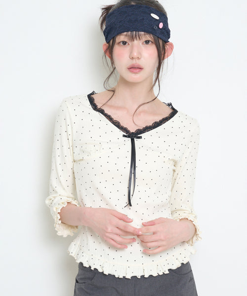 DOT LACE T-SHIRT - 3 COLORS IVORY