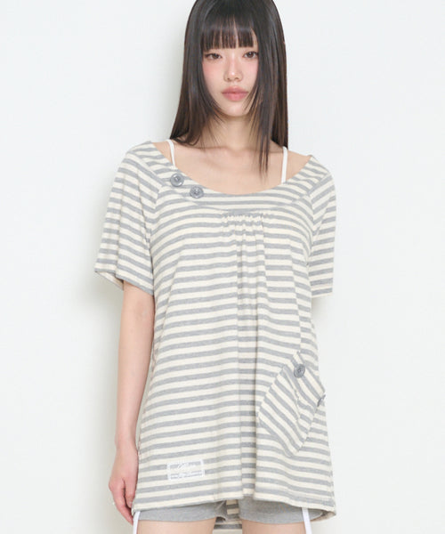 POCKET BUTTON T-SHIRT - 3 COLORS IVORY