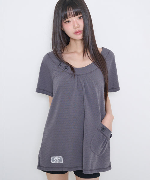 POCKET BUTTON T-SHIRT - 3 COLORS CHARCOAL