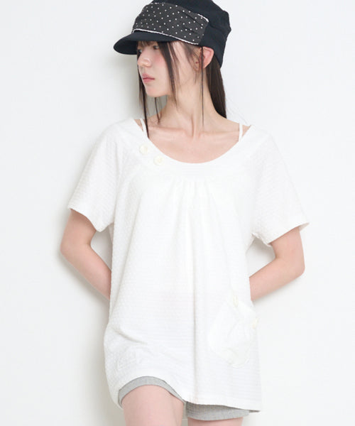 POCKET BUTTON T-SHIRT - 3 COLORS WHITE