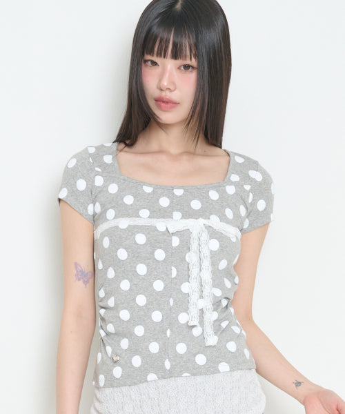 TOP DOT - 2 COLORS MELANGE GREY