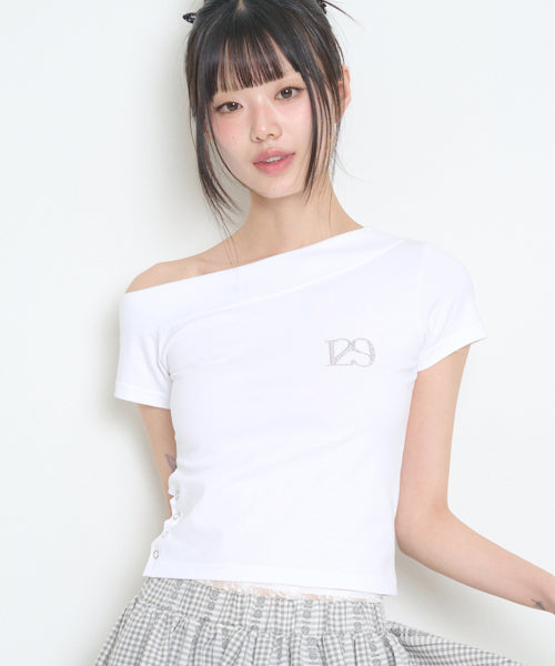 129 ONE SHOULDER TOP - 3 COLORS WHITE