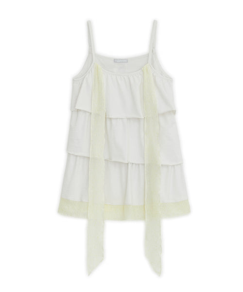 TIERED SCARF SLEEVELESS - 2 COLORS WHITE