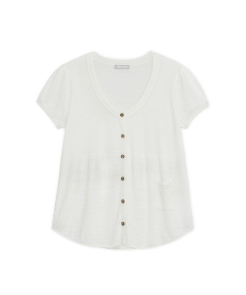 POINTELLE KNIT CARDIGAN - 2 COLORS IVORY