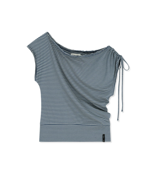 DRAPED ASYMMETRIC SLEEVELESS TOP - 2 COLORS BLUE