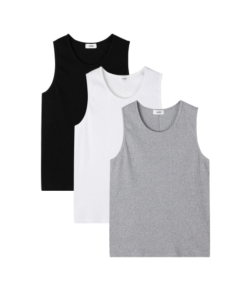 2PACK ESSENTIAL RIBBED SLEEVELESS - 3 COLORS IVORY